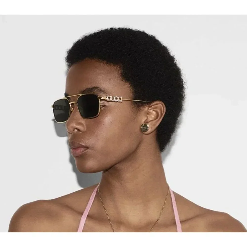 NEW GUCCI SUNGLASSES GOLD UNISEX EYEWEAR GUCCI GG1804S 001